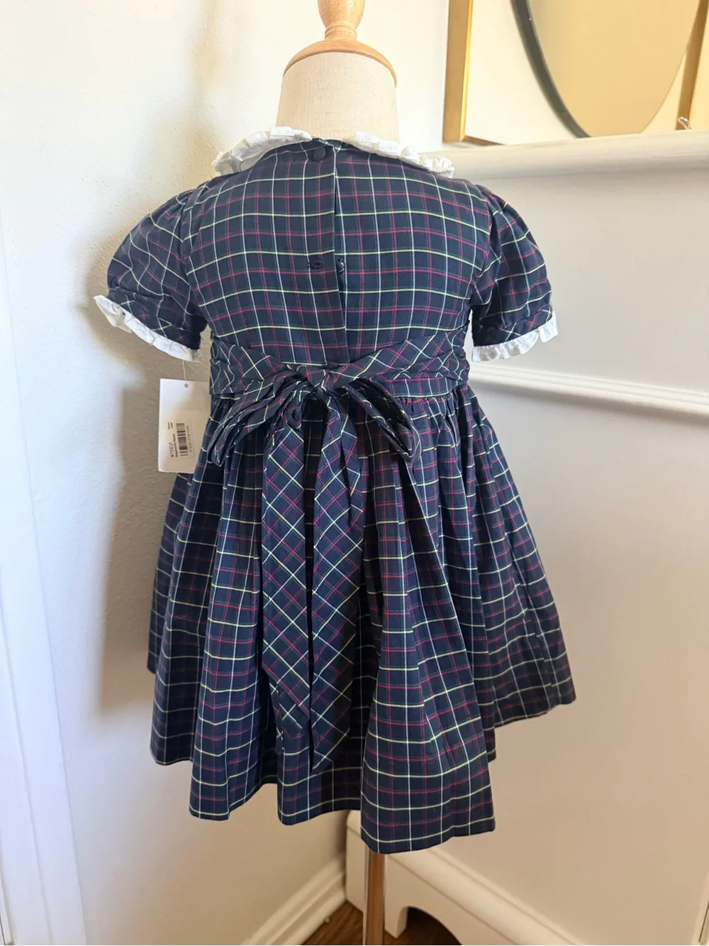 NWT Ralph Lauren Plaid Peter Pan Collar Dress & Bloomers 12M